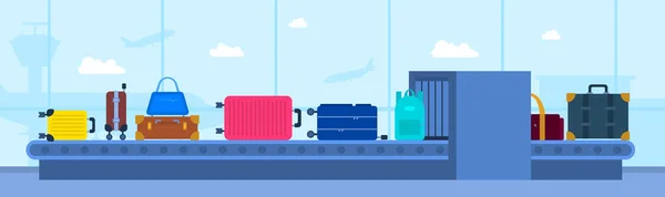 Cartoon Color Luggage Airport Carousel Konzept. Vektor — Stockvektor