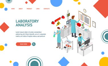 Mobilya İniş Alanı Web Sayfası Isometric Manzaralı Laboratuvar Odası. Vektör