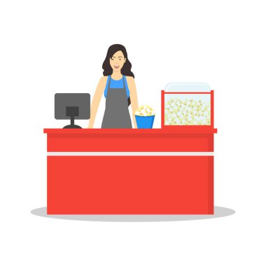 Sinema Tiyatrosu 'ndaki Çizgi Film Karakteri. Vektör