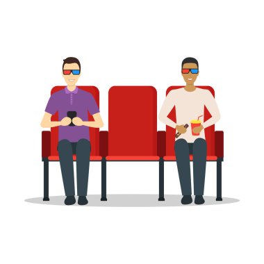 Sinema Tiyatrosundaki Karakterler. Vektör