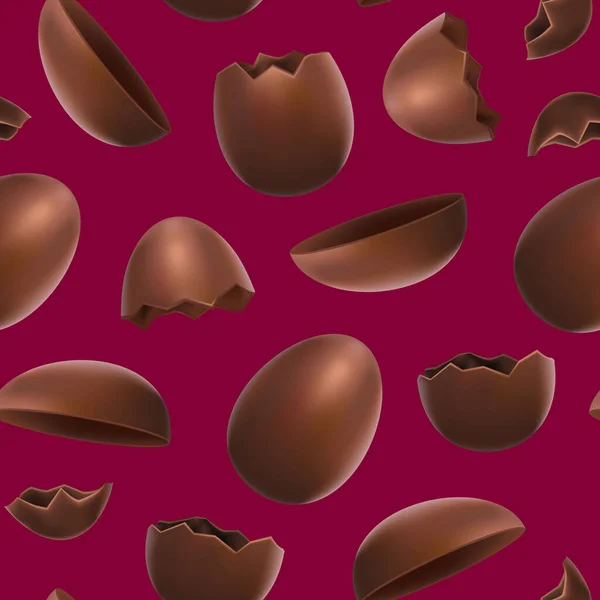 Realista 3d detallados huevos de chocolate sin costura patrón de fondo. Vector — Vector de stock