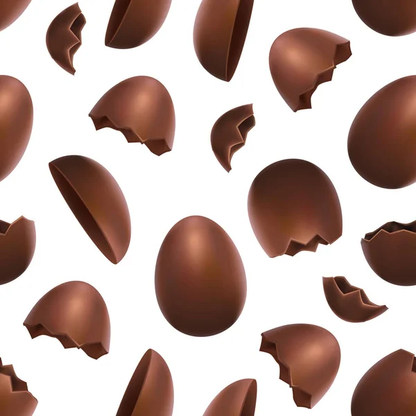 Realisztikus 3D-s részletes csokoládé tojás zökkenőmentes minta háttér. Vektor — Stock Vector