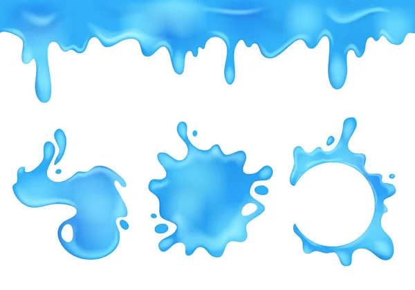 Realistic 3d Detailed Blue Water Blots Set. Vector — Stock Vector