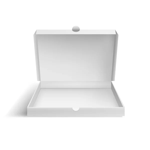 Modelo de caixa de papelão de pizza branca detalhada 3D realista Mockup. Vetor —  Vetores de Stock