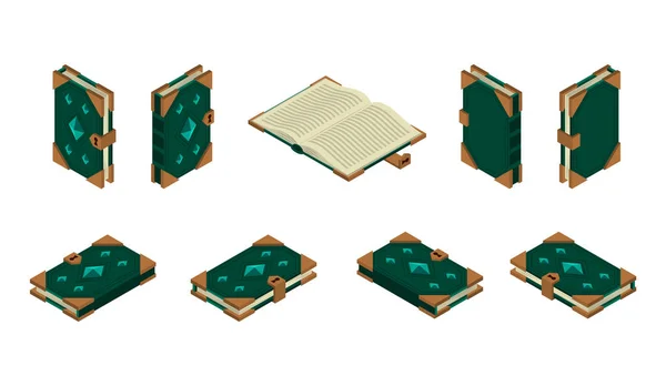 Color Old Books 3D Icons Set Isometrische Ansicht. Vektor — Stockvektor