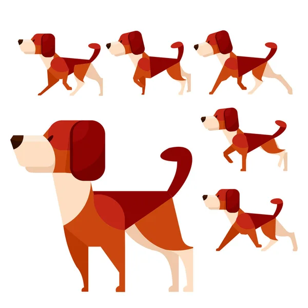 Juego de iconos de personajes de animación de perro de color de dibujos animados. Vector — Archivo Imágenes Vectoriales