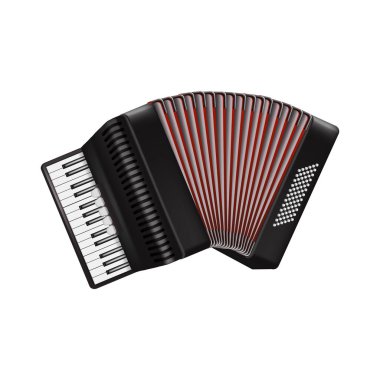 Gerçekçi 3D, Bayan Accordion 'u klavyeyle detaylandırdı. Vektör