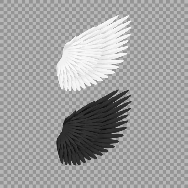 Realistische detaillierte 3D White and Dark Blank Wings Template-Attrappe. Vektor — Stockvektor