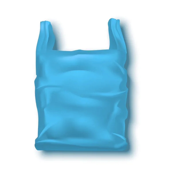 Realistyczne Szczegółowy 3d Blue Blank jednorazowego plastikowej torby szablon makieta. Wektor — Wektor stockowy