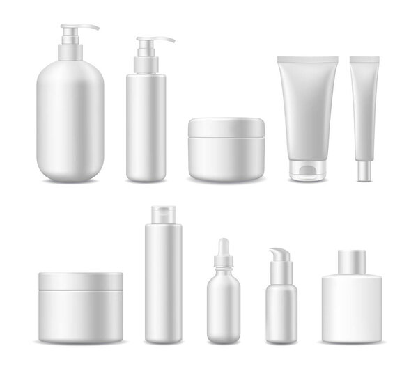 Realistic Detailed 3d White Blank Cosmetic Package Mockup. Вектор