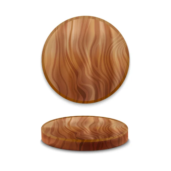 Conjunto de mantel de mesa de pizza de madera 3d detallado realista. Vector — Archivo Imágenes Vectoriales