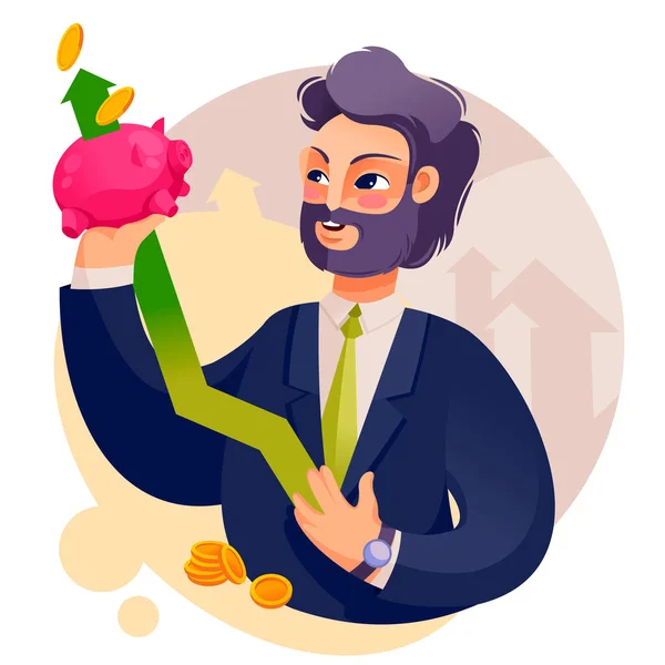 Cartoon Color Character Person Male Financial Consultant Concept. Vektor - Stok Vektor