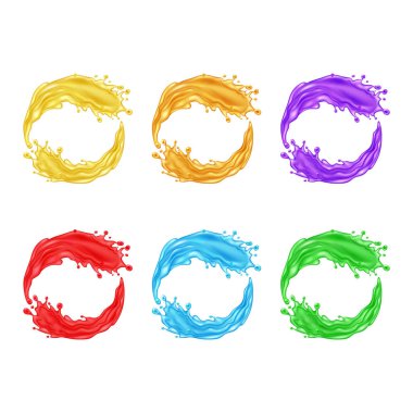 Gerçekçi Detaylı Splash Juice Set. Vektör