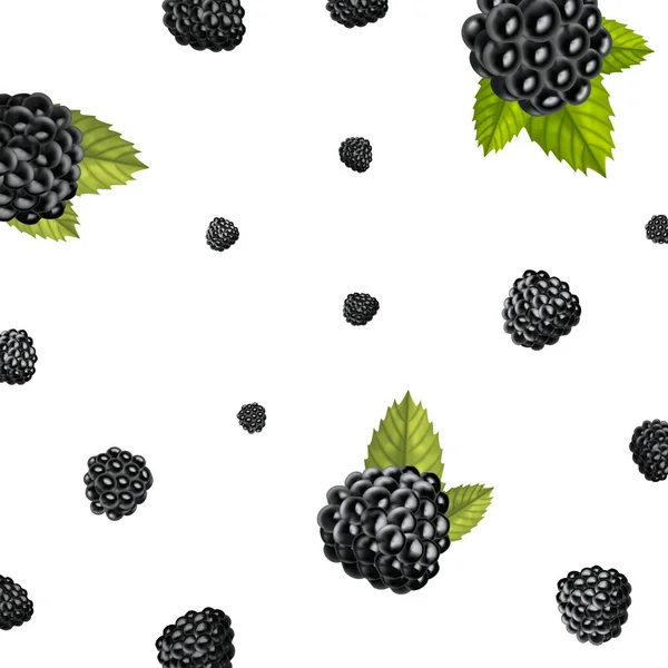 Реалістичний деталізований 3d Raw Blackberry Berries Безшовний візерунок фон. Векторні — стоковий вектор