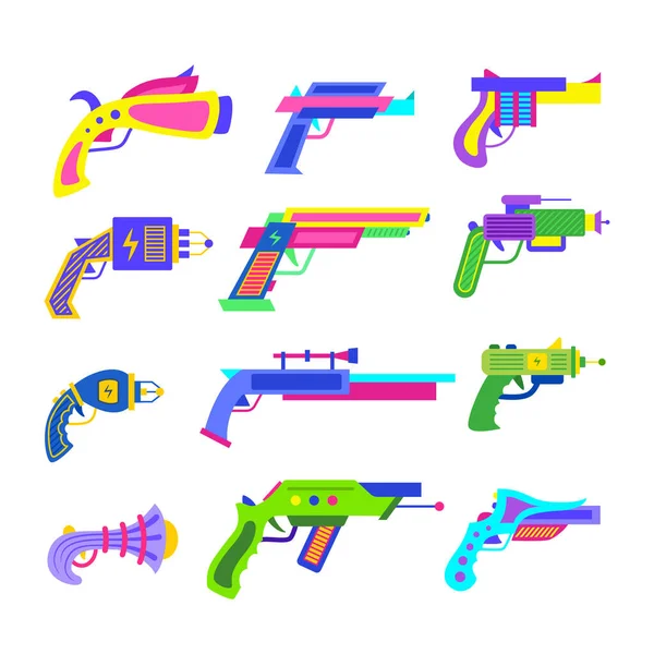 Cartoon Color Different Guns Icons Set. Vektor — Stockový vektor