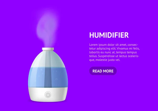 Humidificador de trabalho detalhado 3d realista com cartão de água. Vetor —  Vetores de Stock