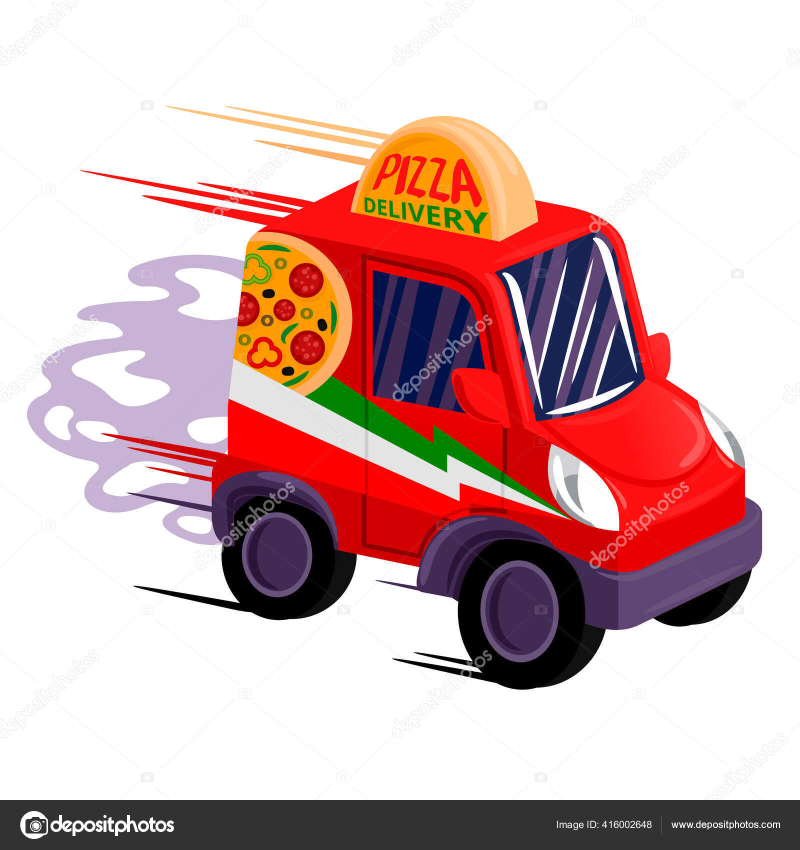 Cartoon Color Fast Pizza Delivery Car. Vector Stock Vector Image by ©bigmouse #416002648 Cartoon Color Fast Pizza Delivery Car. Vector Stock Vector Image by ©bigmouse #416002648