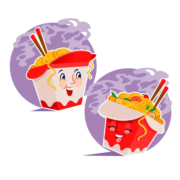 Cartoon Color Character Box Noodles. Вектор — стоковый вектор