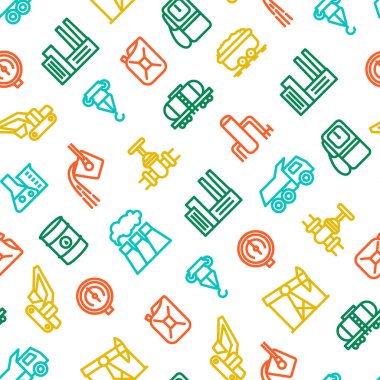 Heavy Industry İnce Hat Konsepti Kusursuz Desen Arkaplanı. Vektör