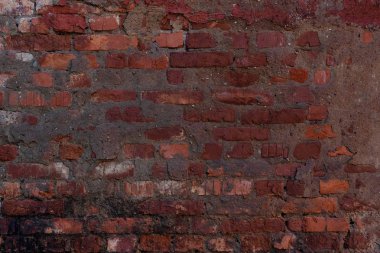 Kırmızı tuğla duvar desenli arka plan. Grafiti yazıları için harika..