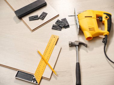 Enstrüman ile ahşap plakalar closeup