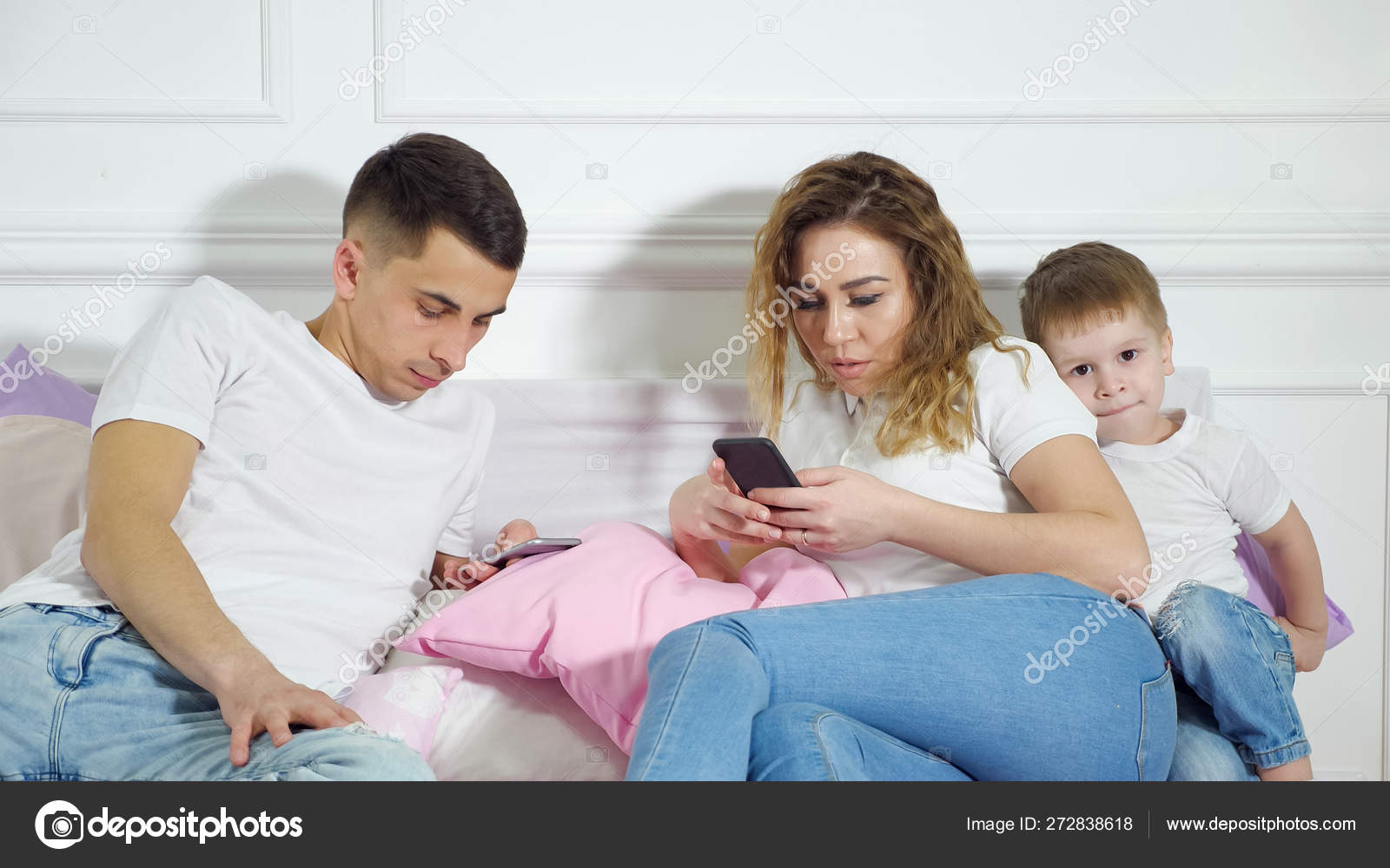 Parents Are Looking In Their Mobile Phones Not Paying Attention To