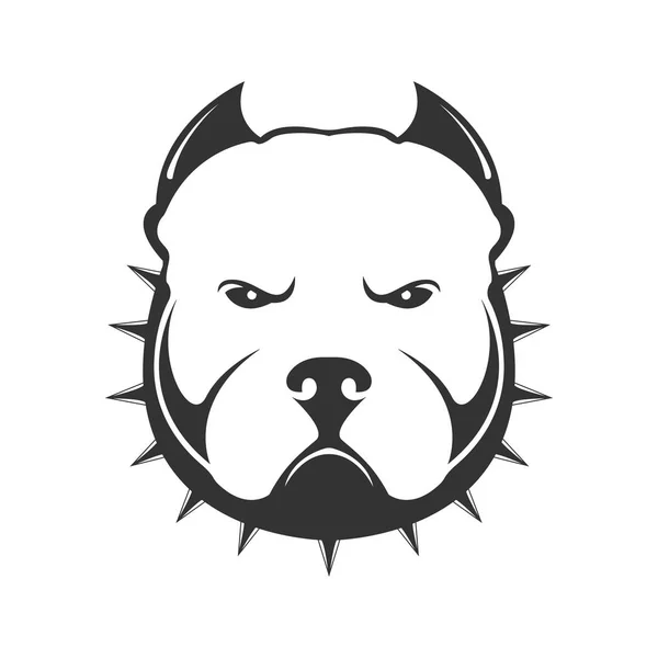 Dog Logo Portrait Angry Dog Collar Thorns Vector Illustration Dog — Stock Vector