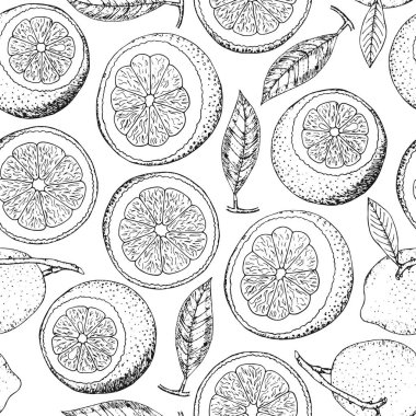 Vektör el limon dikişsiz desen çizilmiş. Narenciye arka plan.