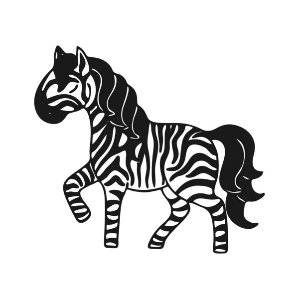 Ručně Kreslená Malá Ikona Zebra Vektorová Ilustrace — Stockový vektor