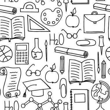 Okul malzemelerinde kusursuz desen.