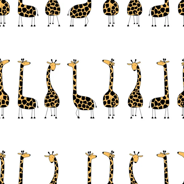 Cartone Animato Giraffe Carino Modello Senza Soluzione Continuità Divertenti Animali — Vettoriale Stock