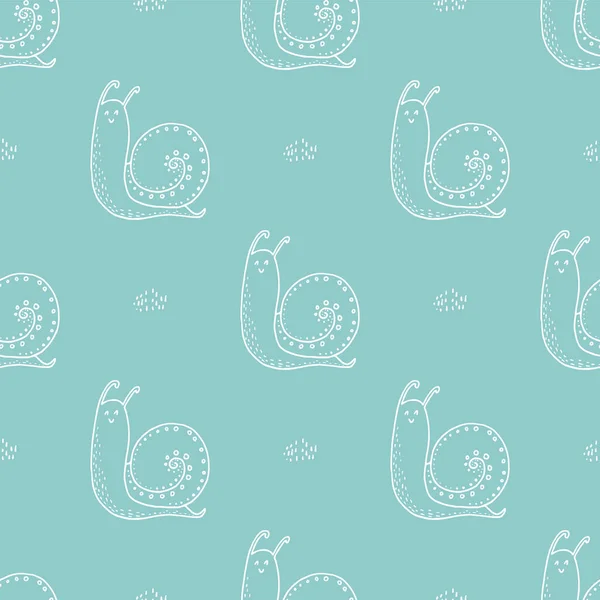 Doodle Motif Sans Couture Avec Escargot Escargot Blanc Dessiné Main — Image vectorielle