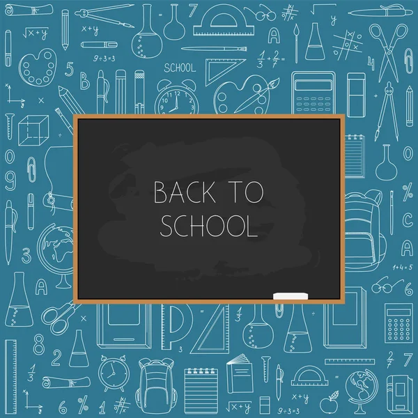 Back School Background Blackboard School Supplies Concept Education — Stock Vector