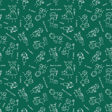 Eğlenceli öğrencilerle okula sorunsuz dönüş. Elle çizilmiş komik okul geçmişi.