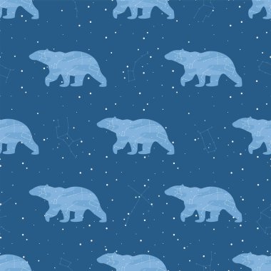 Gece gökyüzündeki taşıyıcı yıldızlar ve ayılar kusursuz desen.