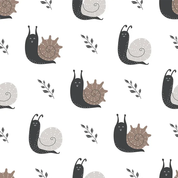 Modèle Sans Couture Vectoriel Avec Des Escargots — Image vectorielle