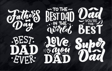 Babalar günü tebrik kartı için mektup, her şey için harika bir tasarım. Tipografi posteri. Vektör vintage çizimi.