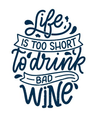 Şarap harfi kompozisyonu modern tarzda. Alkol içeceği bar içeceği konsepti. Baskı ya da poster için klasik tipografi. Vektör illüstrasyonu.