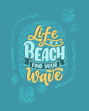 Summer hakkında el yazması kompozisyon. Komik sezon sloganı. Seyahat acentesi ve sahil partisi için ayrı bir el yazısı alıntısı. Pankart, kartpostal, baskı ya da poster için harika bir tasarım. Vektör illüstrasyonu