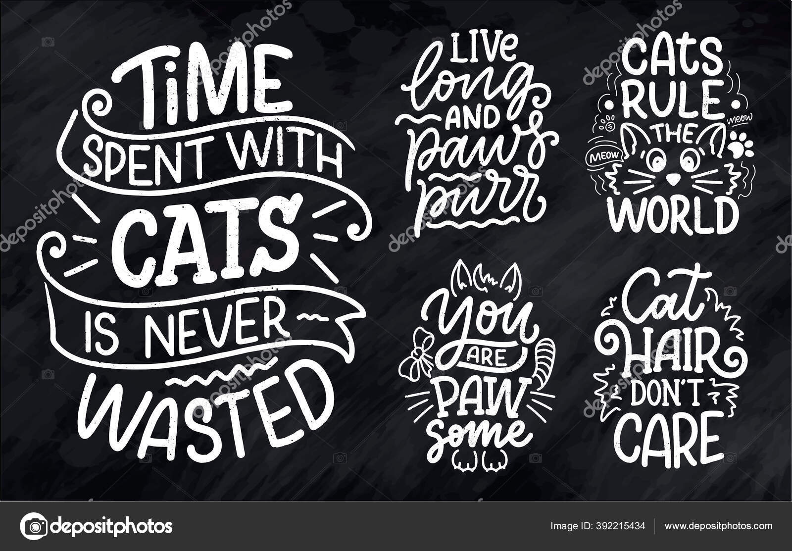 Set Funny Lettering Quotes Cats Print Hand Drawn Style Creative Stock  Vector Image by ©SvetlanaKutsin #392215434