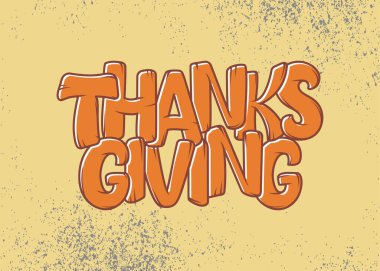 Elle çizilmiş Şükran Günü tipografi posteri. Kutlama mektupları alıntısı. Eski model. Vektör illüstrasyonu