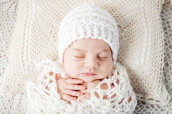 Sweet Newborn Baby Sleeping Newborn Boy Weeks Old Lying Cocon — Stock Photo, Image