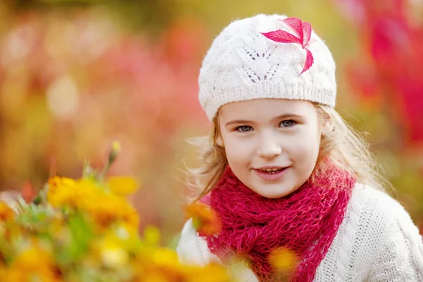 Adorable Petite Fille Extérieur Belle Journée Automne Activités Automne Pour — Photo