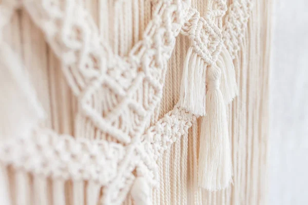 Primo Piano Del Modello Macrame Texture Fatto Mano Eco Amichevole — Foto Stock