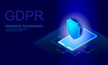 Gizlilik veri koruma yasası Gdpr. veri düzenleme hassas bilgi güvenliği kalkan Avrupa Birliği. Unutulmuş kaldırma düz izometrik 3d iyi olacak. Küresel iş eprivacy vektör çizim