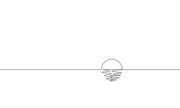 One continuous one line art sunny ocean view. Морской вояж праздник восхода солнца тропическая роскошь путешествия концепция захода солнца дизайн эскиз очертания векторной иллюстрации — стоковый вектор