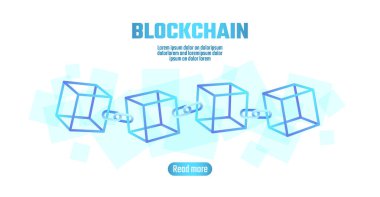 Blockchain küp zinciri sembolü kare kod büyük veri akışı bilgilerini. Gezegen dünya küre parlayan mavi neon. Cryptocurrency finans bitcoin iş kavramı vektör çizim arka plan şablonu
