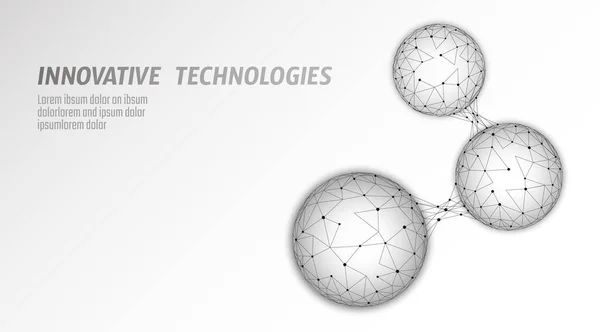 Abstraktní nízké poly biologické propo. Připojení světové komunikační technologie polygonální. Modrá obchodní koncepce vědy. Drátěný pletivo geometrické vykreslení bílé šedé vektorové ilustrace — Stockový vektor