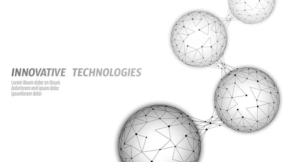 Abstrato baixo poli célula ligada biológica. Tecnologia de comunicação mundial de conexão poligonal. Conceito de ciência empresarial azul. Wireframe malha geométrica renderizar branco cinza vetor ilustração —  Vetores de Stock