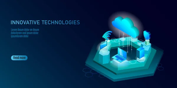 5G nueva conexión wifi inalámbrica a Internet. Ordenador portátil dispositivo móvil isométrico azul 3d plana. Red global de alta velocidad innovación conexión velocidad de datos tecnología vector ilustración — Vector de stock